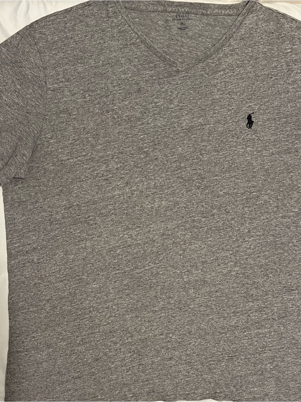 Polo-Style Men's V-Neck Tee in Heather Gray - Picture 4 of 6